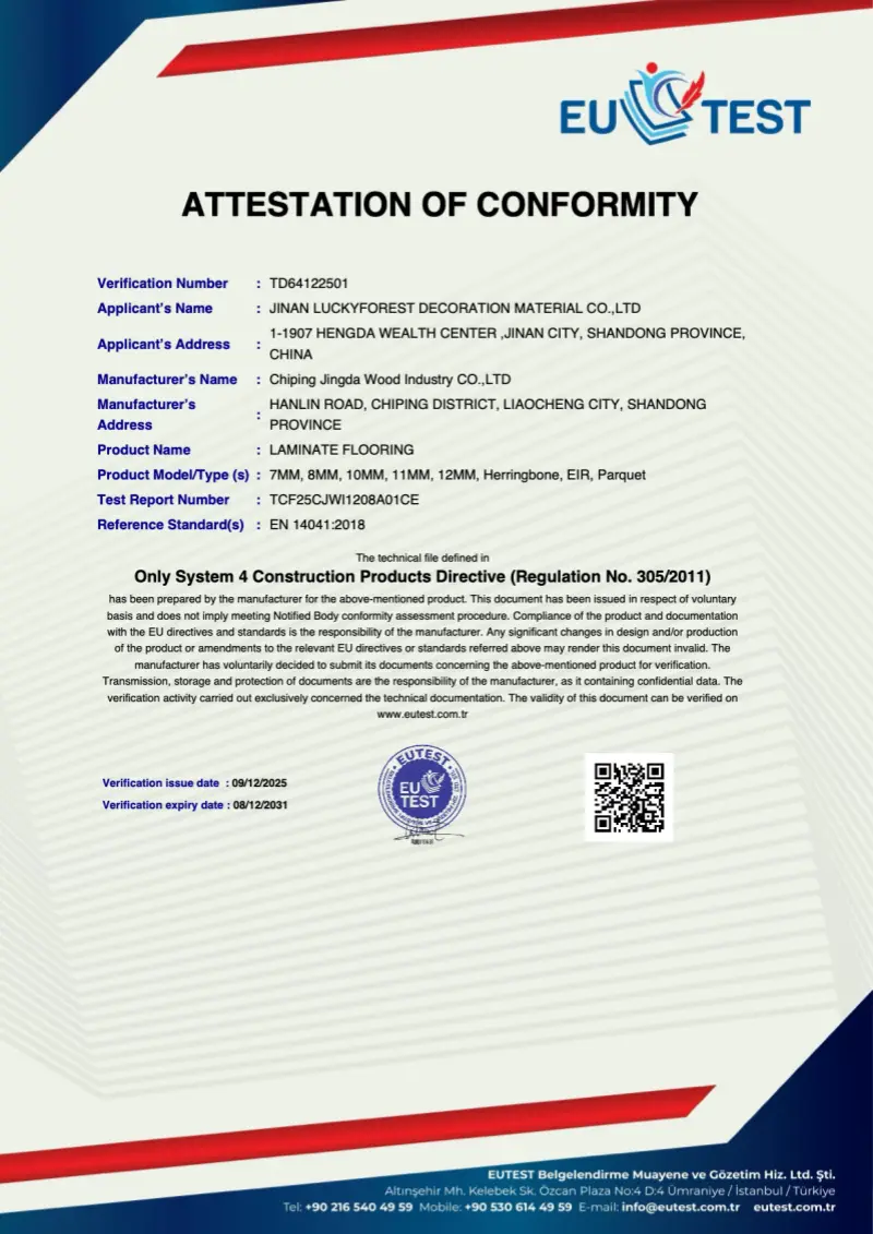 China Flooring Manufacturer certificate